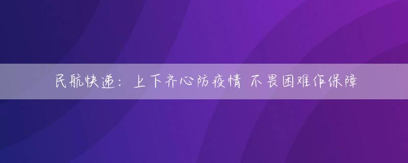民航快递：上下齐心防疫情 不畏困难作保障